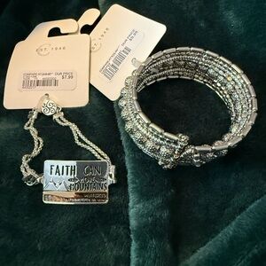 Cato Silver Silver Faith Bracelet and Silver Cuff